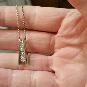 Diamond Necklace with Sterling Setting and Chain